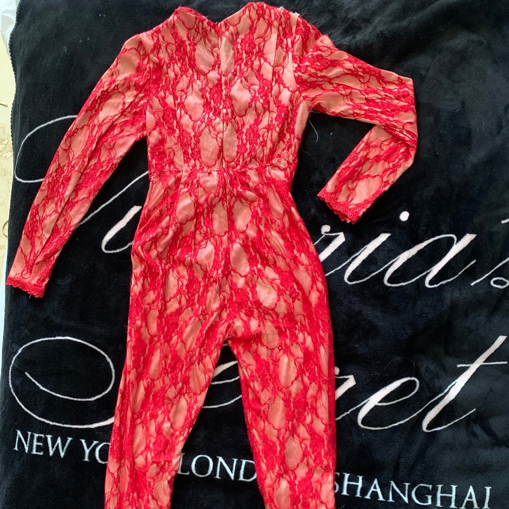 Red lace catsuit / jumpsuit /one piece